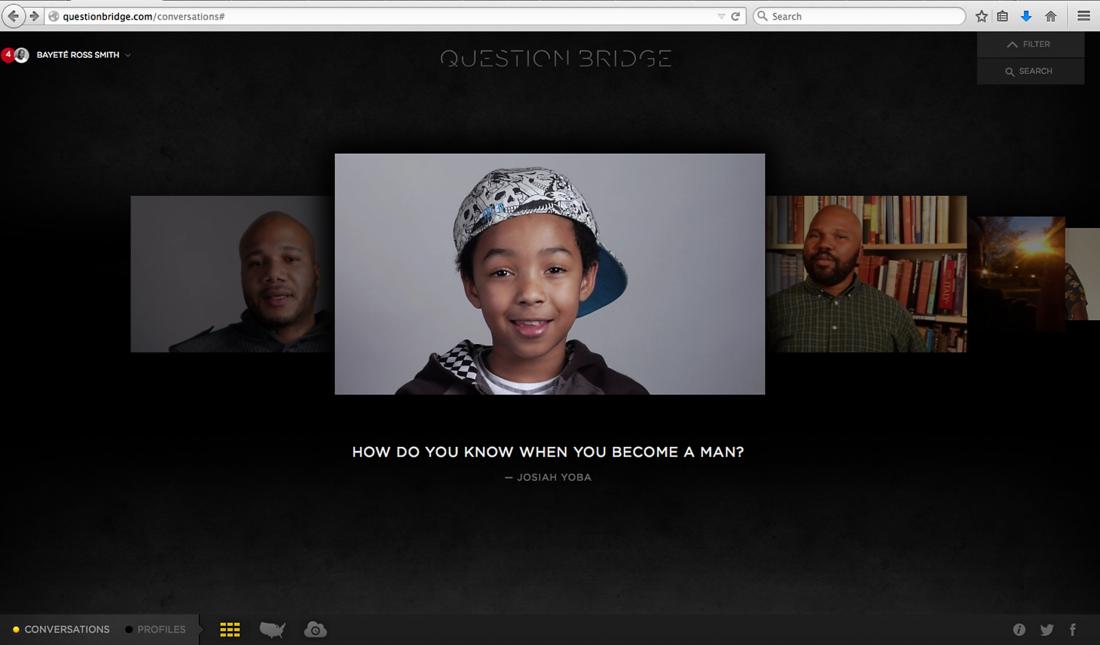 Screenshot from Question Bridge website. Screenshot from Question Bridge website.