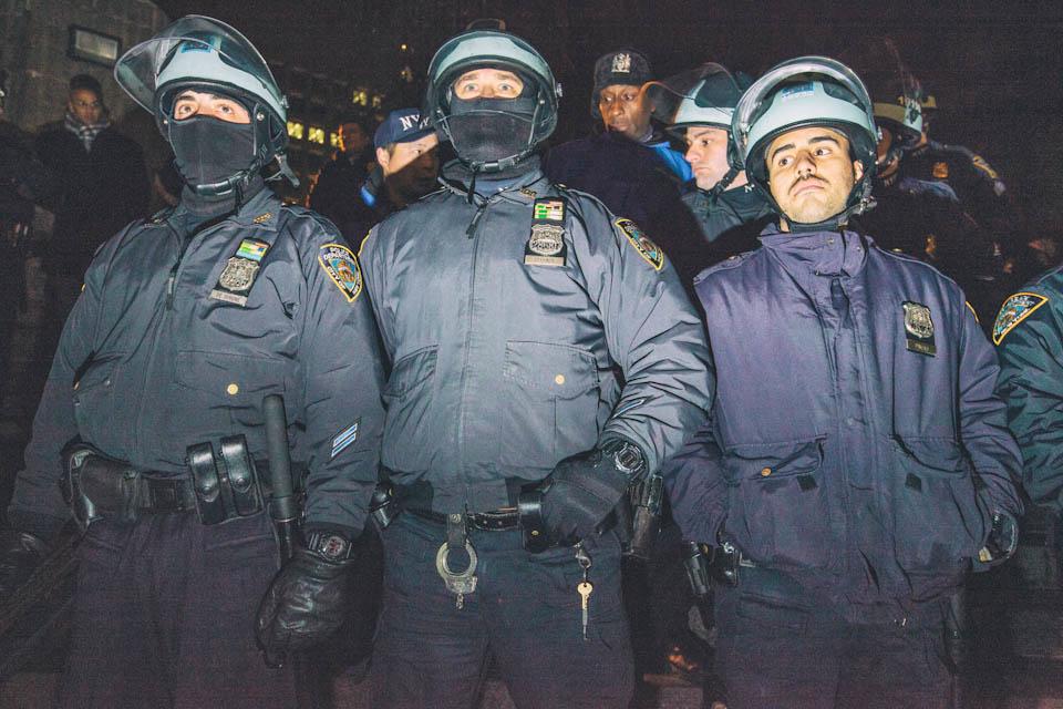 Andrea Cattaneo. NYPD at 2014 protests around grand jury decisions not to indict the police officers involved in the killing of Eric Garner and Michael Brown. Andrea Cattaneo. NYPD at 2014 protests around grand jury decisions not to indict the police officers involved in the killing of Eric Garner and Michael Brown.