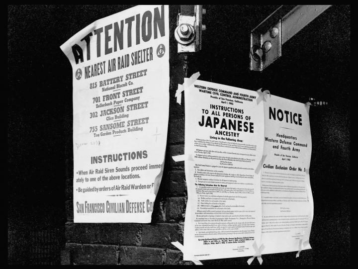 Posters instructing Japanese Americans to proceed to certain areas to be detained during world war 2.